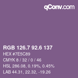 カラーコード: RGB 126.7 92.6 137 | qconv.com