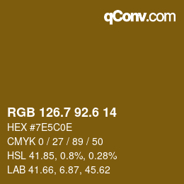 カラーコード: RGB 126.7 92.6 14 | qconv.com