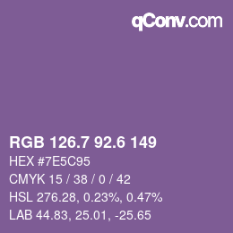 カラーコード: RGB 126.7 92.6 149 | qconv.com