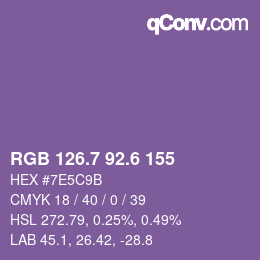 カラーコード: RGB 126.7 92.6 155 | qconv.com