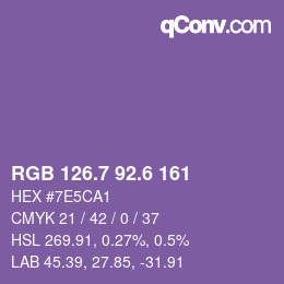 カラーコード: RGB 126.7 92.6 161 | qconv.com