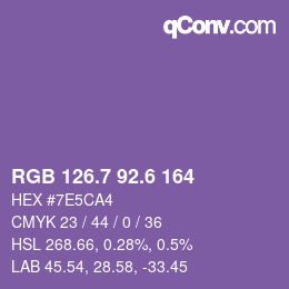 カラーコード: RGB 126.7 92.6 164 | qconv.com