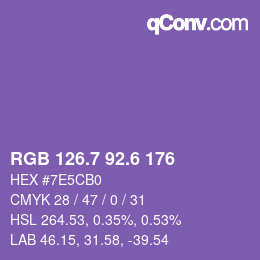 カラーコード: RGB 126.7 92.6 176 | qconv.com