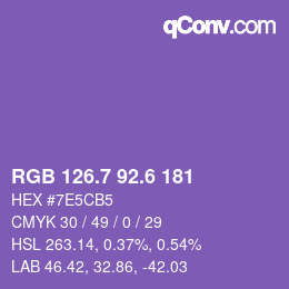 カラーコード: RGB 126.7 92.6 181 | qconv.com