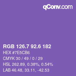 カラーコード: RGB 126.7 92.6 182 | qconv.com