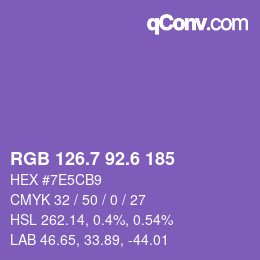 カラーコード: RGB 126.7 92.6 185 | qconv.com
