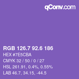 カラーコード: RGB 126.7 92.6 186 | qconv.com