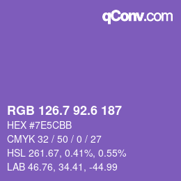 カラーコード: RGB 126.7 92.6 187 | qconv.com
