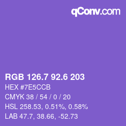 カラーコード: RGB 126.7 92.6 203 | qconv.com