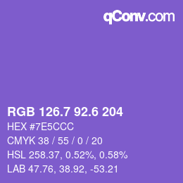 カラーコード: RGB 126.7 92.6 204 | qconv.com