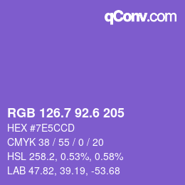 カラーコード: RGB 126.7 92.6 205 | qconv.com