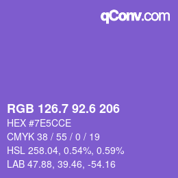 カラーコード: RGB 126.7 92.6 206 | qconv.com