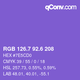 カラーコード: RGB 126.7 92.6 208 | qconv.com