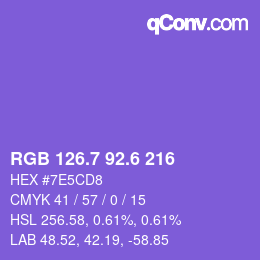 カラーコード: RGB 126.7 92.6 216 | qconv.com