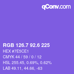 カラーコード: RGB 126.7 92.6 225 | qconv.com