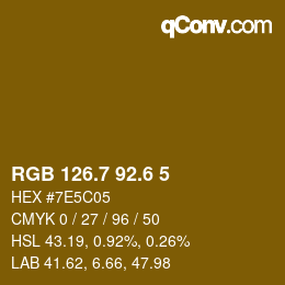 カラーコード: RGB 126.7 92.6 5 | qconv.com