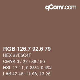 カラーコード: RGB 126.7 92.6 79 | qconv.com