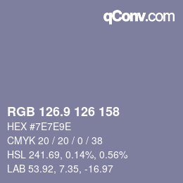 Color code: RGB 126.9 126 158 | qconv.com