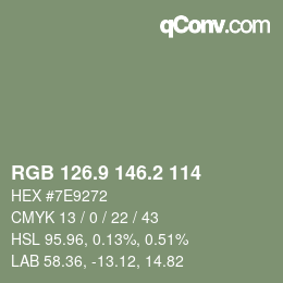 Farbcode: RGB 126.9 146.2 114 | qconv.com