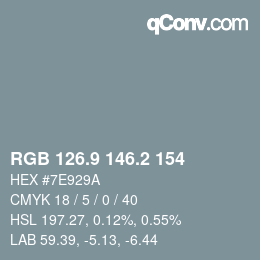Farbcode: RGB 126.9 146.2 154 | qconv.com