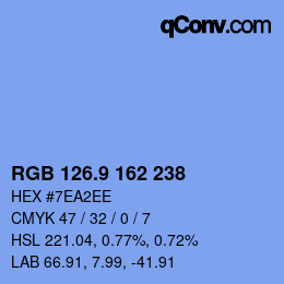 カラーコード: RGB 126.9 162 238 | qconv.com