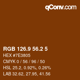 Color code: RGB 126.9 56.2 5 | qconv.com