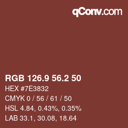 Color code: RGB 126.9 56.2 50 | qconv.com