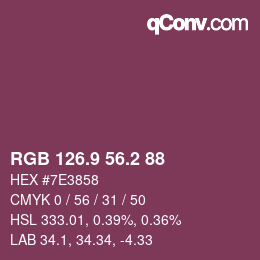 Color code: RGB 126.9 56.2 88 | qconv.com