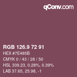 Color code: RGB 126.9 72 91 | qconv.com