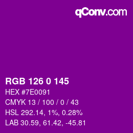 カラーコード: RGB 126 0 145 | qconv.com