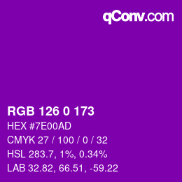 Color code: RGB 126 0 173 | qconv.com