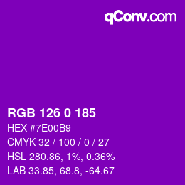 カラーコード: RGB 126 0 185 | qconv.com