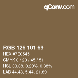 カラーコード: RGB 126 101 69 | qconv.com
