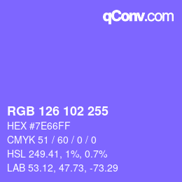 Color code: RGB 126 102 255 | qconv.com