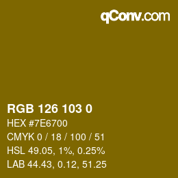 颜色代码: RGB 126 103 0 | qconv.com