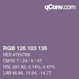 Color code: RGB 126 103 136 | qconv.com