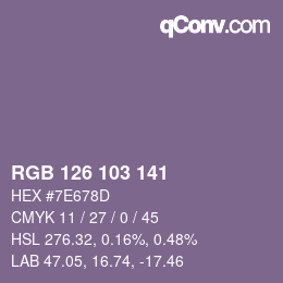 Farbcode: RGB 126 103 141 | qconv.com