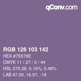 Farbcode: RGB 126 103 142 | qconv.com