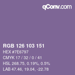 Color code: RGB 126 103 151 | qconv.com