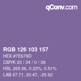 Color code: RGB 126 103 157 | qconv.com