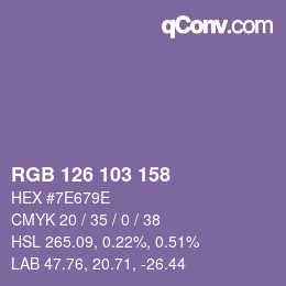 Color code: RGB 126 103 158 | qconv.com