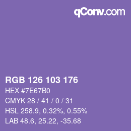 Color code: RGB 126 103 176 | qconv.com