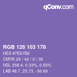 Color code: RGB 126 103 178 | qconv.com