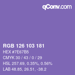 Color code: RGB 126 103 181 | qconv.com