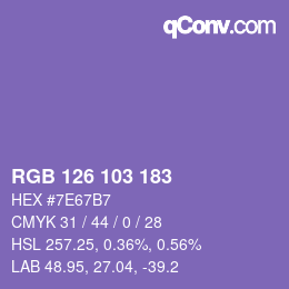 Color code: RGB 126 103 183 | qconv.com