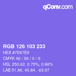 Color code: RGB 126 103 233 | qconv.com