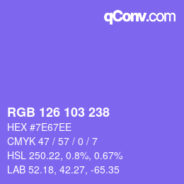 Color code: RGB 126 103 238 | qconv.com
