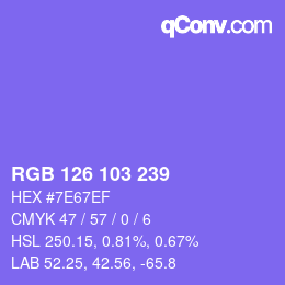 Color code: RGB 126 103 239 | qconv.com