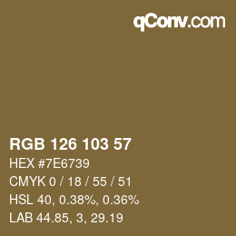 Código de color: RGB 126 103 57 | qconv.com
