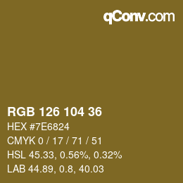 Farbcode: RGB 126 104 36 | qconv.com